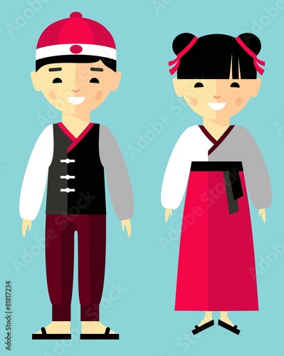 "Vector illustration of japanese children, boy, girl, people" 스톡 이미지
