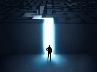 man at the entrance to a maze