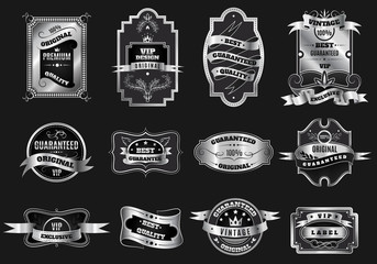 Fototapeta premium Retro original silver emblems labels collection