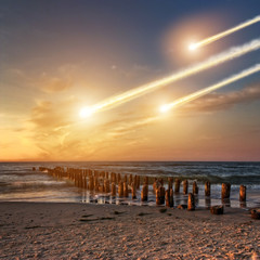 Meteorite impact on a planet in space © sdecoret