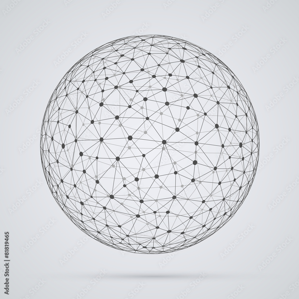 Aufkleber global network, sphere. abstract geometric spherical shape with
