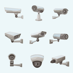 Surveillance Camera Realistic Icons
