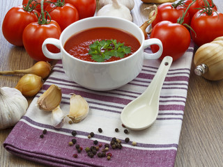 summer gazpacho soup with vegetables