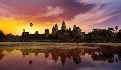 sunset at Angkor - obrazy, fototapety, plakaty