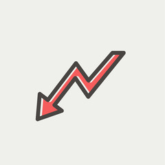 Lightning arrow downward thin line icon