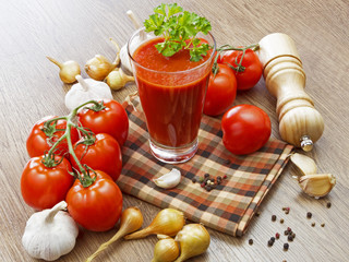 summer gazpacho soup with vegetables