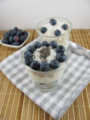 Hafer-Schicht-Müsli mit Blaubeeren und Chia-Samen