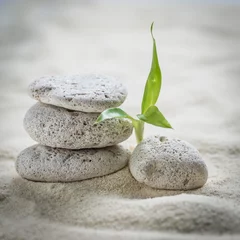 Crédence de cuisine en verre imprimé Pierres dans le sable pierres zen