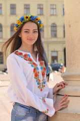 Pretty ukrainian girl in Lviv street
