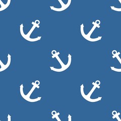 Tile sailor vector pattern white anchor navy blue background