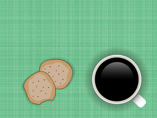 Cup of coffee with cookies - obrazy, fototapety, plakaty