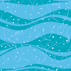 Fototapeta na wymiar Seamless pattern with waves and stems