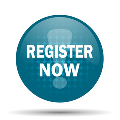 register now blue glossy web icon