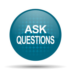 ask questions blue glossy web icon