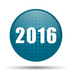 year 2016 blue glossy web icon