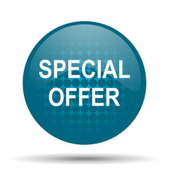 special offer blue glossy web icon