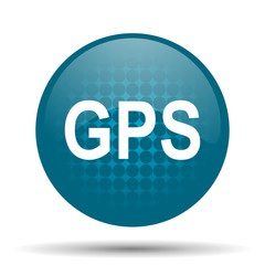 gps blue glossy web icon