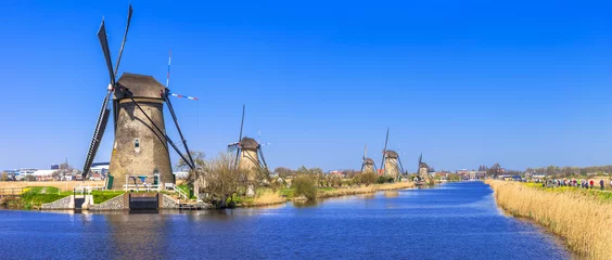 Fotobehang traditional Holland - Windmills in Kinderdijk © Freesurf