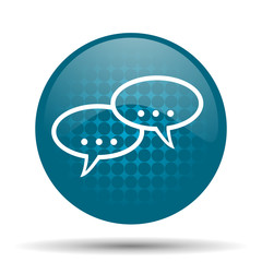 forum blue glossy web icon