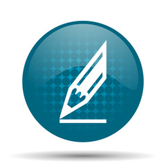 pencil blue glossy web icon