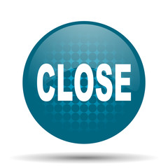 close blue glossy web icon