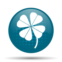 four-leaf clover blue glossy web icon