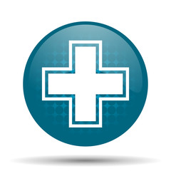 pharmacy blue glossy web icon