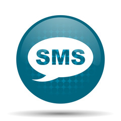 sms blue glossy web icon