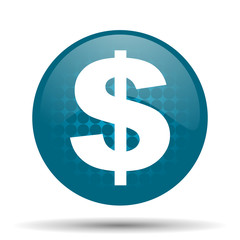 dollar blue glossy web icon