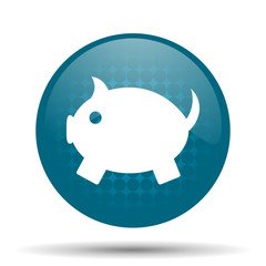 piggy bank blue glossy web icon