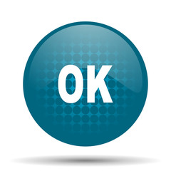 ok blue glossy web icon