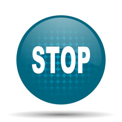 stop blue glossy web icon