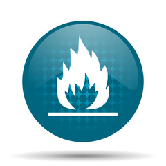 flame blue glossy web icon