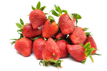 Fresh red ripe strawberries isolated on white