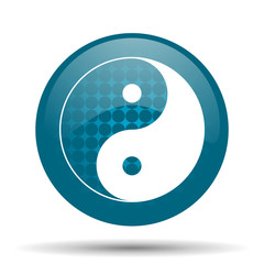 ying yang blue glossy web icon