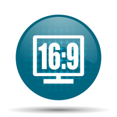 16 9 display blue glossy web icon