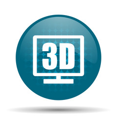 3d display blue glossy web icon