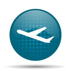 deparures blue glossy web icon