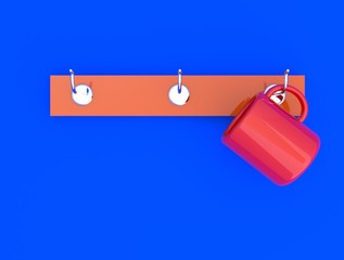 Ceramic cup on the blue wall , 3D Generated