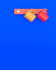 Ceramic cup on the blue wall , 3D Generated