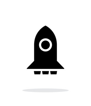 Big rocket simple icon on white background.