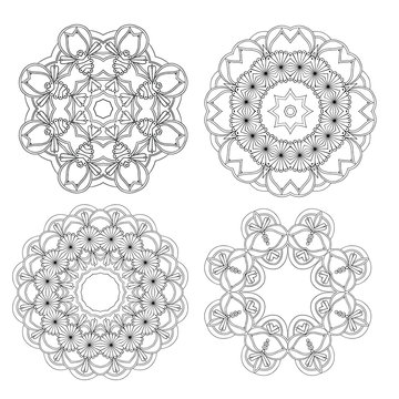 Set of round ornaments. Vector mandalas