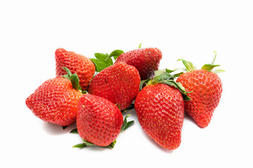 Seven fresh strawberies isolated on white