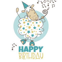 Obraz premium Happy birthday sheep