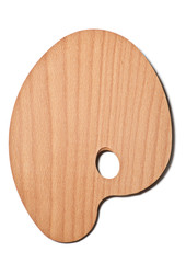 Tavolozza di legno per pittura su fondo bianco