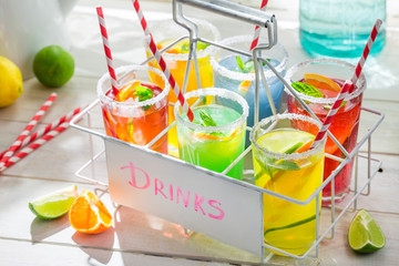 Sweet drink with citrus and mint leaf