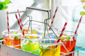 Tasty lemonade with citrus and sugar