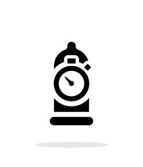 Condom with sex timer icon on white background.
