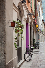 Bicycle on street of italian city