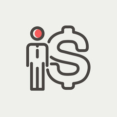 Businessman with dollar sign thin line icon